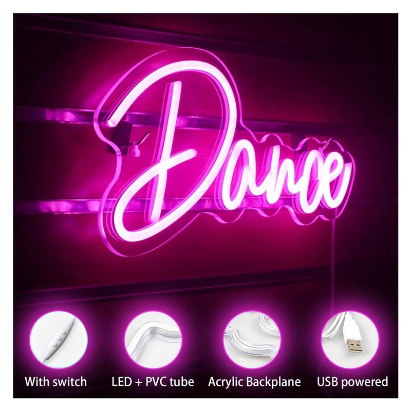 Dance Neon Sign Pink Light Dan - đánh giá và giá Home Gym Neon Sign