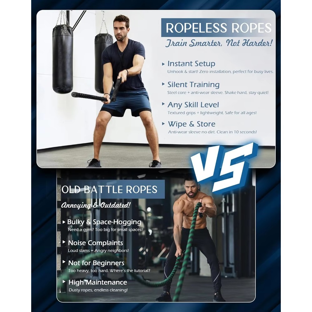 Ropeless Battle Ropes for Home - đánh giá và giá Battle Rope Heavy