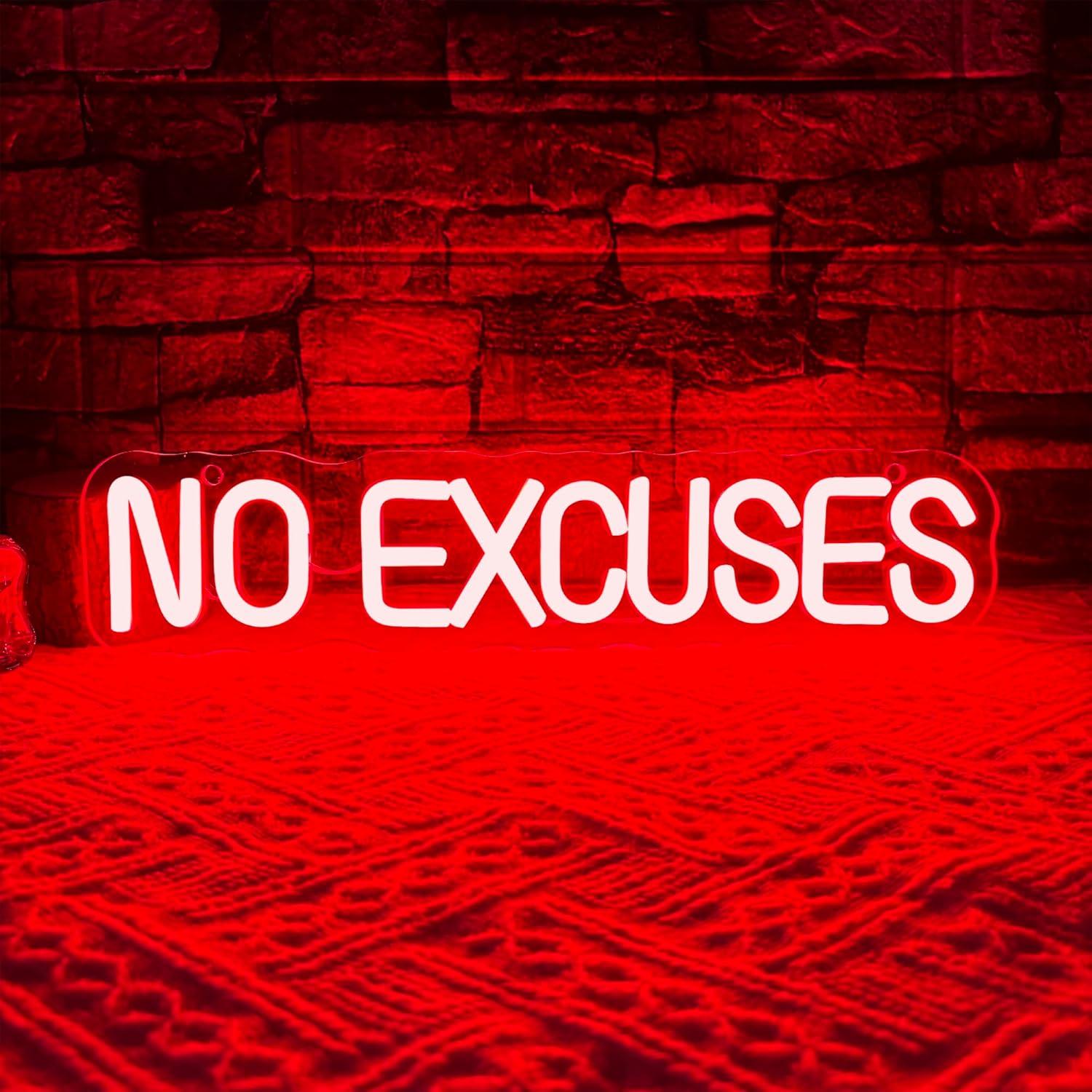 No Excuses Neon Sign USB Dimma - đánh giá và giá Home Gym Neon Sign